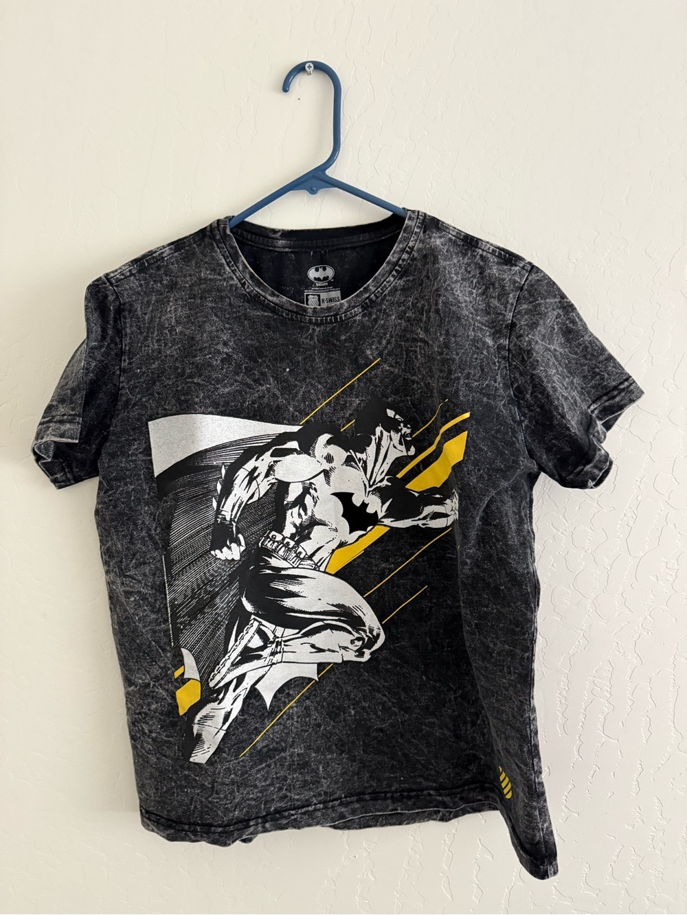 K-Swiss Black Graphic Batman Short Sleeve Tee with Yellow Accents